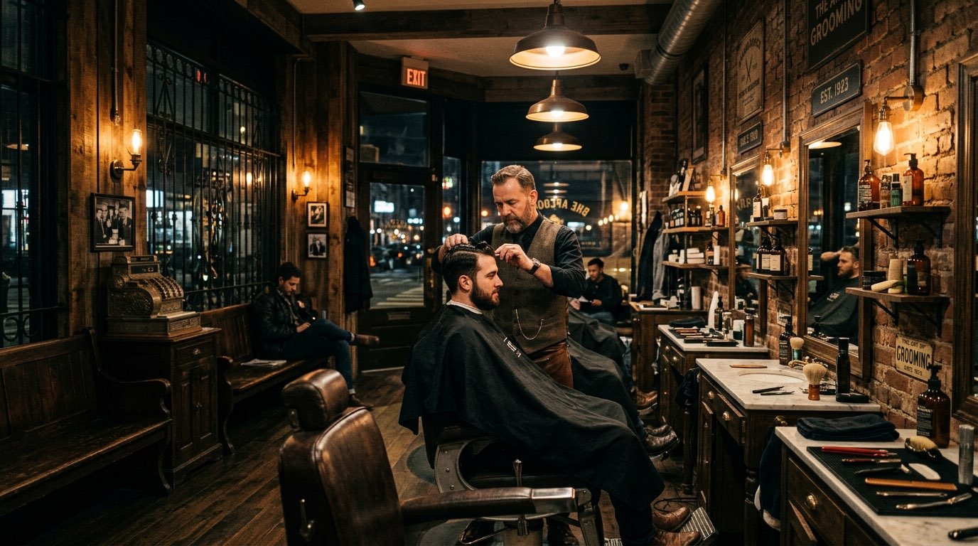 Barber crafting a haircut